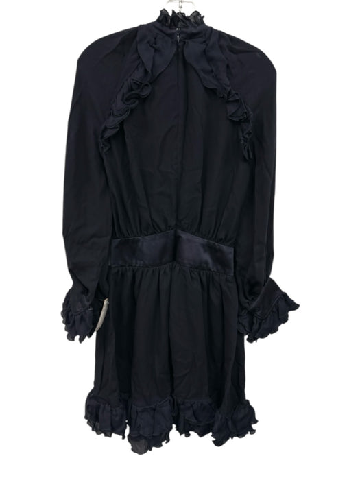 Tish Cox Size XS Navy Blue Polyester Back Zip Ruffle Detail Waist Band Dress Navy Blue / XS