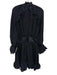 Tish Cox Size XS Navy Blue Polyester Back Zip Ruffle Detail Waist Band Dress Navy Blue / XS