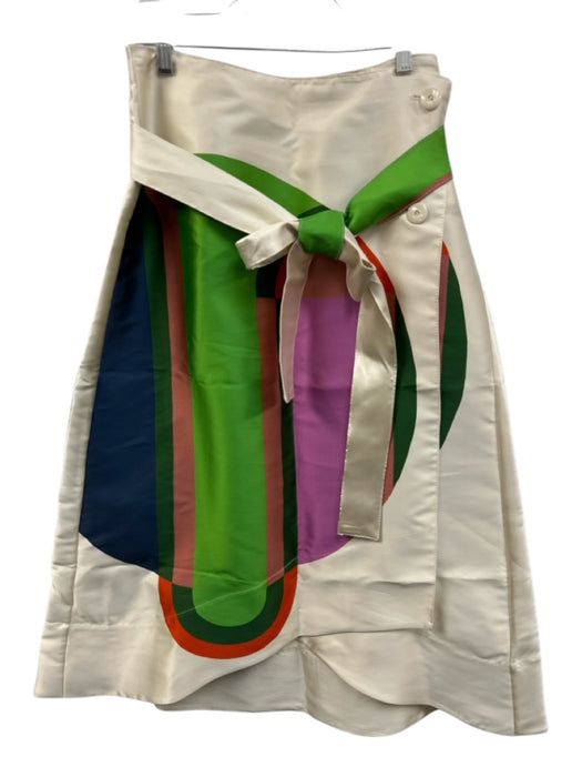 Tish Cox Size S Cream, Purple, Green Wrap Geometric Asymmetric Button Skirt Cream, Purple, Green / S