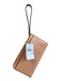 Kate Spade Beige Textured Leather Patent Solid Zip Wristlet Purse Beige