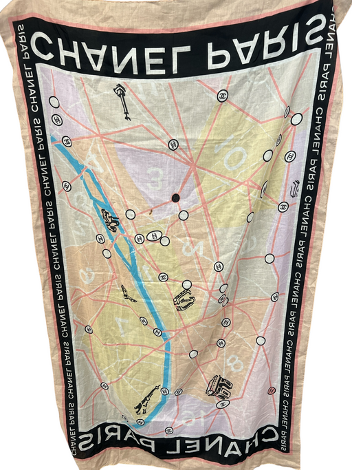 Chanel Pink Blue & Multi No Fabric Tag Logo Road Map print Scarf scarf Pink Blue & Multi / L