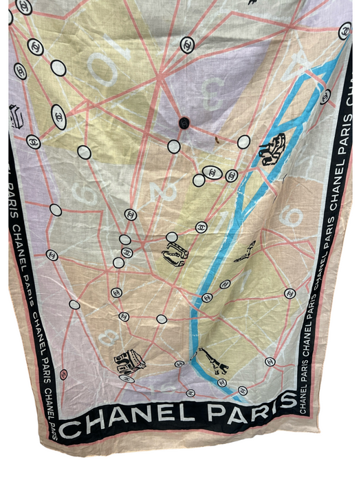 Chanel Pink Blue & Multi No Fabric Tag Logo Road Map print Scarf scarf Pink Blue & Multi / L