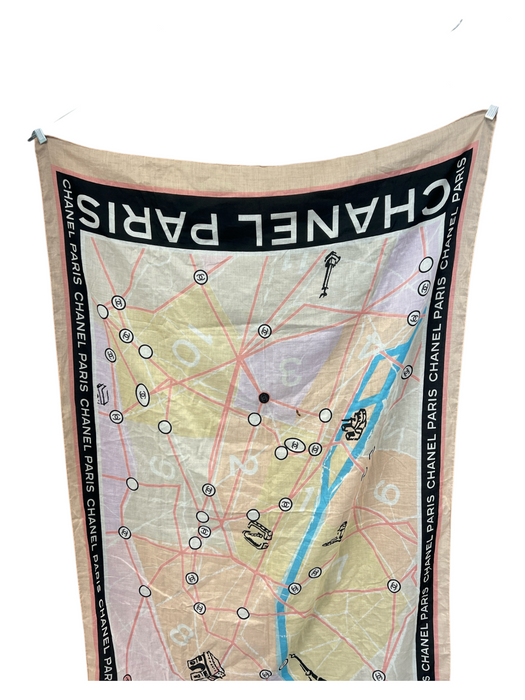 Chanel Pink Blue & Multi No Fabric Tag Logo Road Map print Scarf scarf Pink Blue & Multi / L