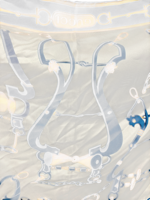 Gucci Blue & Yellow Multi Print Silk Gucci Print Square scarf Blue & Yellow Multi Print / M