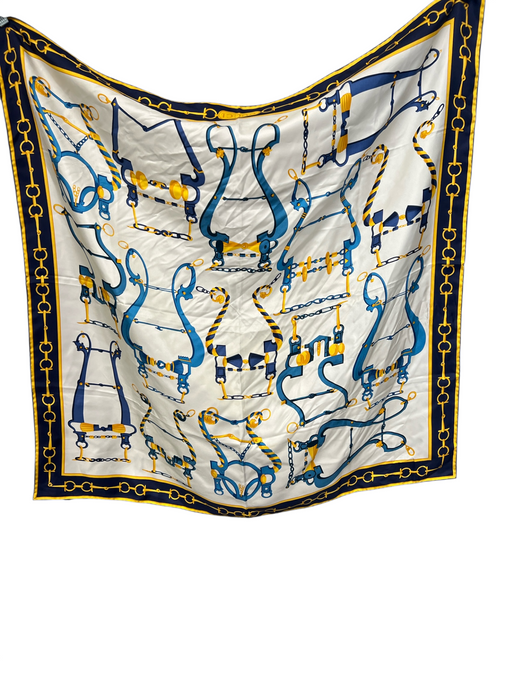 Gucci Blue & Yellow Multi Print Silk Gucci Print Square scarf Blue & Yellow Multi Print / M