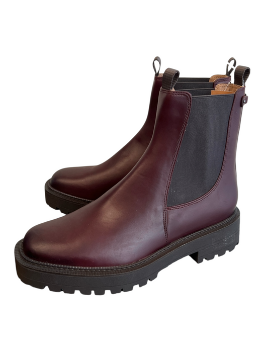 Sam Edelman Shoe Size 9 Dark Burgundy Leather Squarish Toe Above Ankle Booties Dark Burgundy / 9