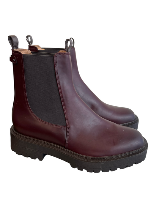 Sam Edelman Shoe Size 9 Dark Burgundy Leather Squarish Toe Above Ankle Booties Dark Burgundy / 9