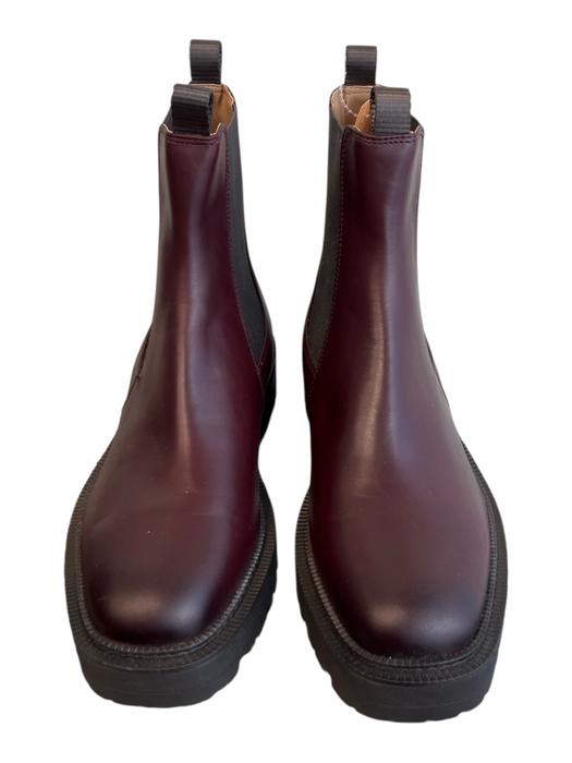 Sam Edelman Shoe Size 9 Dark Burgundy Leather Squarish Toe Above Ankle Booties Dark Burgundy / 9