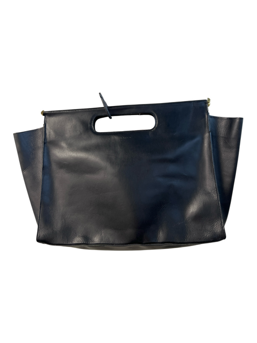 Clare V Black & Multi Leather Cut Out Handles Stripes Hinged Tote Bag Black & Multi / Large