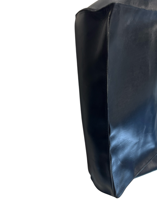 Clare V Black & Multi Leather Cut Out Handles Stripes Hinged Tote Bag Black & Multi / Large