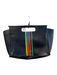Clare V Black & Multi Leather Cut Out Handles Stripes Hinged Tote Bag Black & Multi / Large