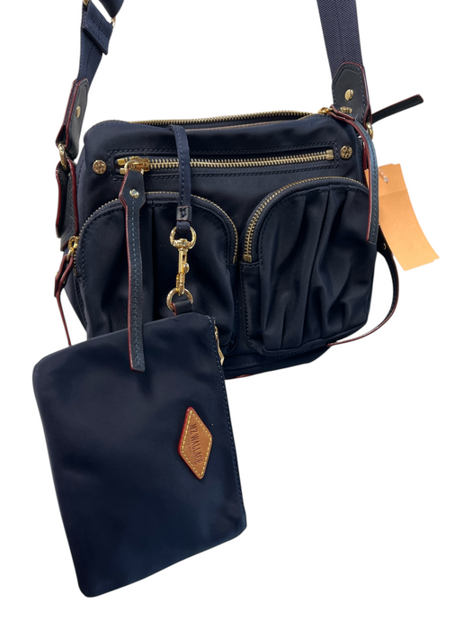 MZ Wallace Navy Nylon Gold hardware Shoulder & Crossbody Straps Zippers Bag Navy / Small