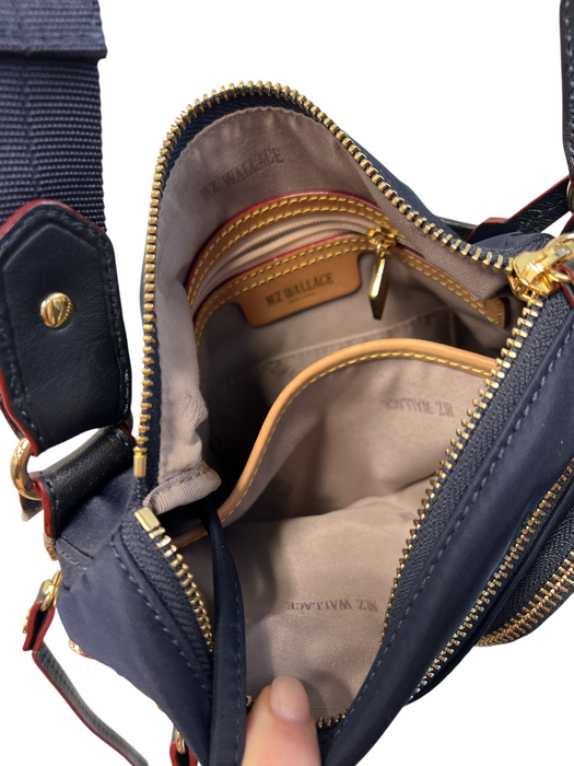 MZ Wallace Navy Nylon Gold hardware Shoulder & Crossbody Straps Zippers Bag Navy / Small