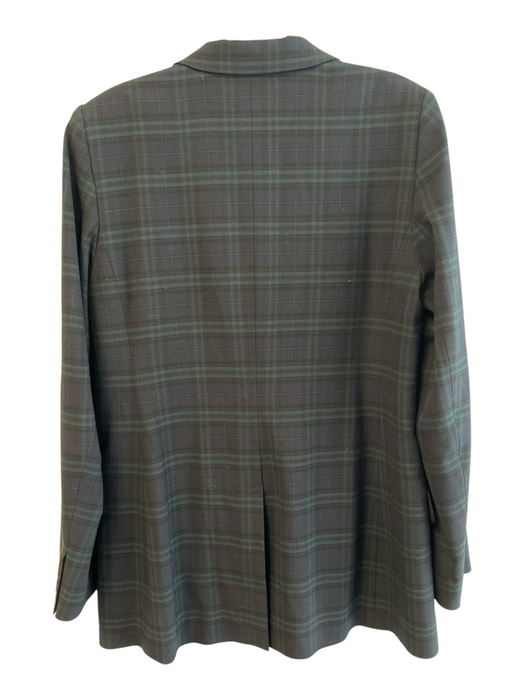 Babaton Size 8 Navy & Green Polyester Blend Plaid Double Breast Blazer Navy & Green / 8