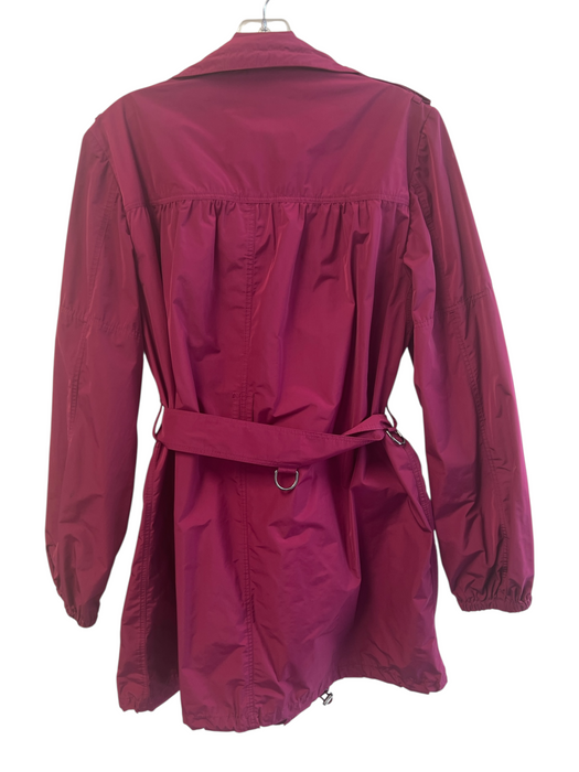 Burberry Brit Size 14 Magenta Polyester Belt Front Zip & Snaps Jacket Magenta / 14