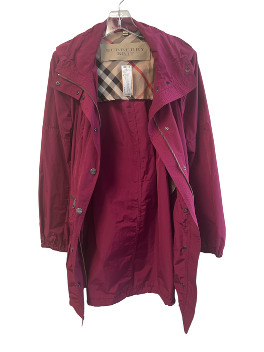 Burberry Brit Size 14 Magenta Polyester Belt Front Zip & Snaps Jacket Magenta / 14