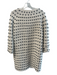 Lela Rose Size Small Cream & Black Wool Blend Crochet Pom Pom Lined Sweater Coat Cream & Black / Small