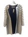 Lela Rose Size Small Cream & Black Wool Blend Crochet Pom Pom Lined Sweater Coat Cream & Black / Small