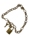 Louis Vuitton goldtone Metal Lock Key Lobster Clasp Chunky Necklace goldtone