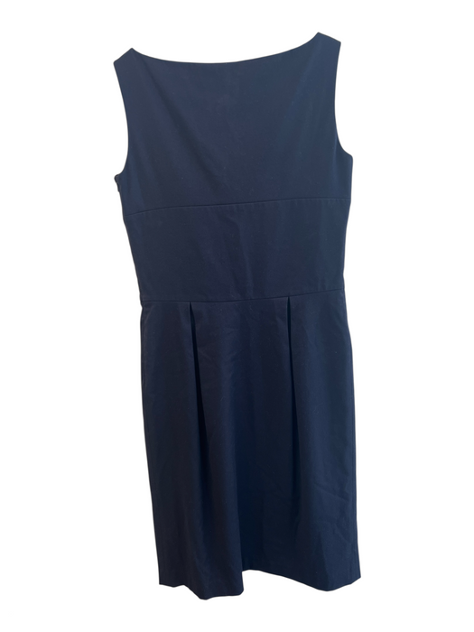 Alexander McQueen Size 46 Navy Wool & Polymide Pleated Pintuck Side Zip Dress Navy / 46