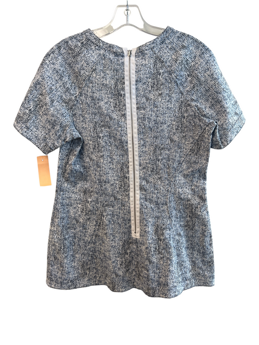 Lela Rose Size 8 Blue Cotton Blend Textile Geometric Back Zip Mini Dress Blue / 8