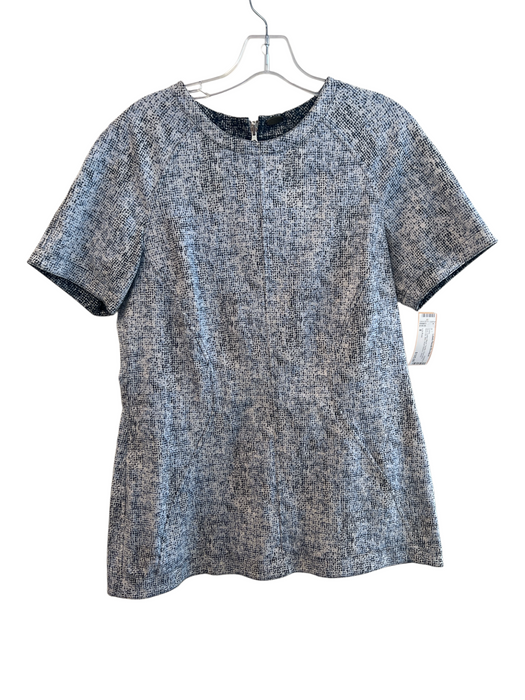 Lela Rose Size 8 Blue Cotton Blend Textile Geometric Back Zip Mini Dress Blue / 8