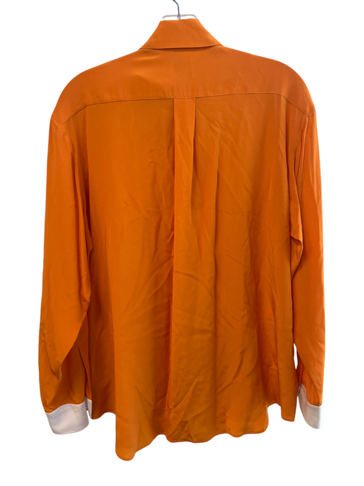 Burberry Size 6 Orange 100% Silk Gold Tone Hardware solid color Long Sleeve Top Orange / 6
