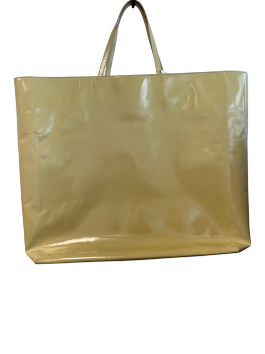 Prada Yellow Patent Leather Double Strap Tote Interior Zip Pocket Bag Yellow / Large