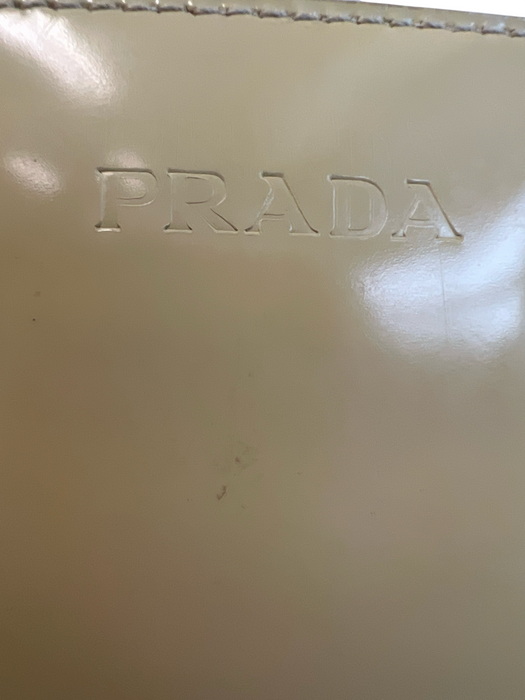 Prada Yellow Patent Leather Double Strap Tote Interior Zip Pocket Bag Yellow / Large