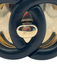Chanel Goldtone & black Metal Leather Gold Plated cuff Interlocking CC Bracelet Goldtone & black