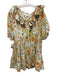 Cleobella Size M Orange, Green, White Cotton Short Puff Sleeve Ruffle Mini Dress Orange, Green, White / M