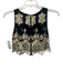 Alice + Olivia Size 2 Black & Cream Nylon & Polyester Mesh Floral Embroidery Top Black & Cream / 2