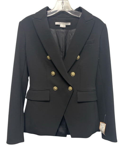 Veronica Beard Size 0 Black Polyester Blend Long Sleeve Double Breast Jacket Black / 0