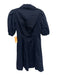 Eliza J Size 2 Navy Blue Cotton Short Puff Sleeve Button Front Pleated Dress Navy Blue / 2