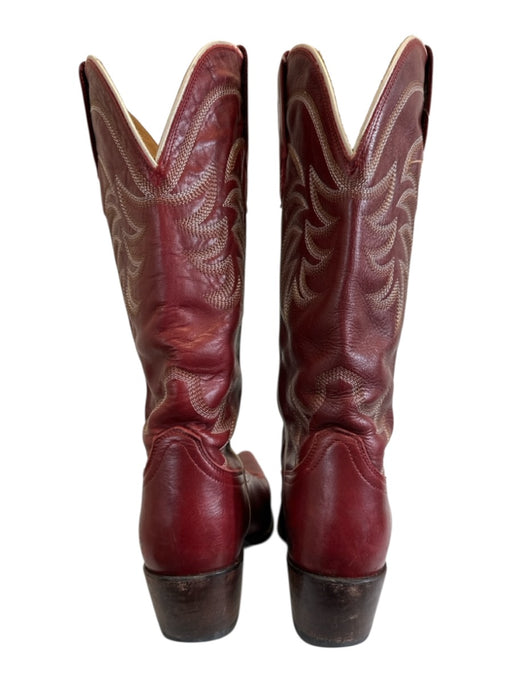 Tecovas Shoe Size 8.5 Red Leather Pointed Toe Embroidered Cuban Heel Boots Red / 8.5