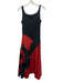 Indies Size 1/S Black & Red Polyester Sleeveless Floral Embroidery Midi Dress Black & Red / 1/S