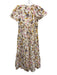 By Anthropologie Size S White, Yellow, Pink Cotton Ruffle Cap Sleeve Midi Dress White, Yellow, Pink / S