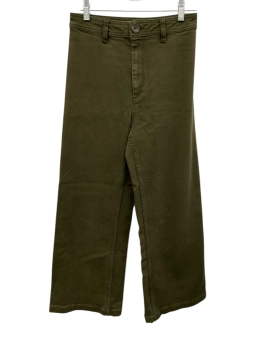 A Loves A Size 28 Olive Green Cotton & Spandex Zip Fly High Rise Wide Leg Pants Olive Green / 28