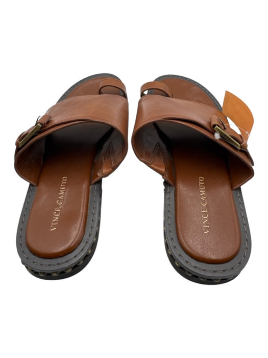 Vince Camuto Shoe Size 7.5 Brown & Black Leather Studded Mule Toe Strap Sandals Brown & Black / 7.5