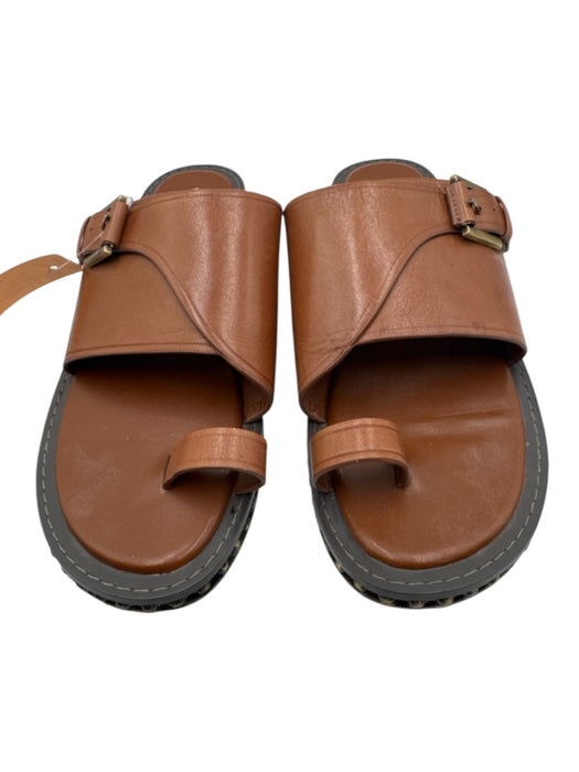 Vince Camuto Shoe Size 7.5 Brown & Black Leather Studded Mule Toe Strap Sandals Brown & Black / 7.5