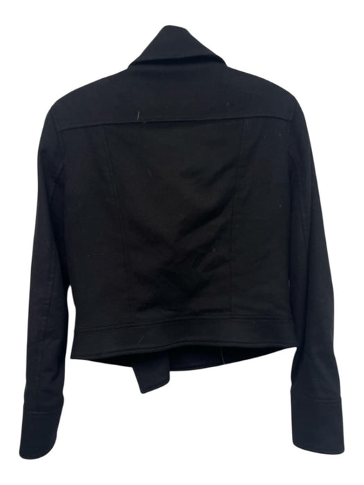 Massimo Dutti Size 40 Black Wool & Polyamide Double Breast Collar Jacket Black / 40