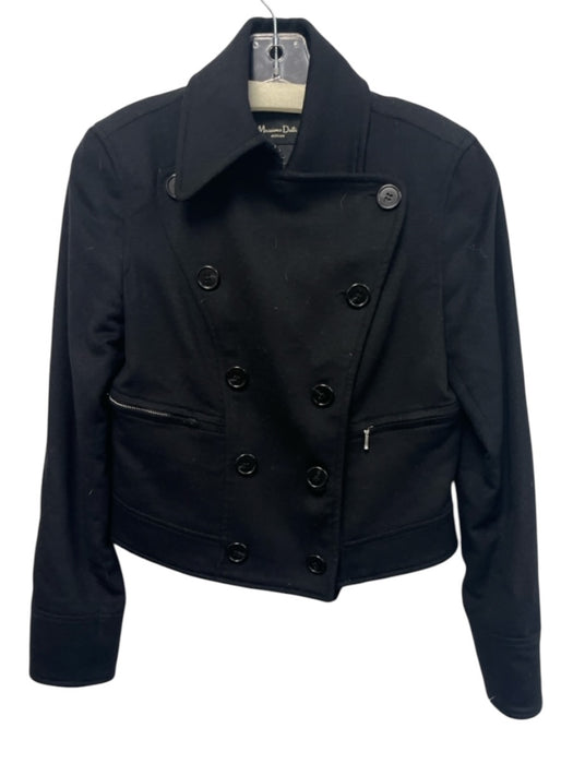 Massimo Dutti Size 40 Black Wool & Polyamide Double Breast Collar Jacket Black / 40