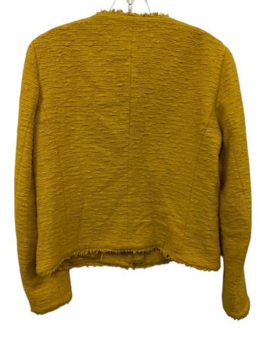 Massimo Dutti Size 8 Mustard Yellow Viscose Tweed Zip Up Long Sleeve Jacket Mustard Yellow / 8