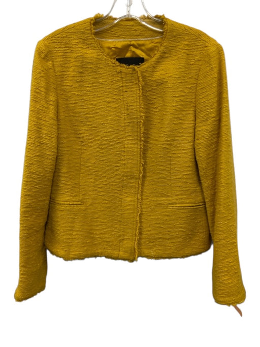 Massimo Dutti Size 8 Mustard Yellow Viscose Tweed Zip Up Long Sleeve Jacket Mustard Yellow / 8
