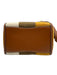 Tory Burch Yellow, White & Brown Canvas & Leather Fringe Woven Bucket Bag Yellow, White & Brown / S