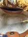 Tory Burch Yellow, White & Brown Canvas & Leather Fringe Woven Bucket Bag Yellow, White & Brown / S