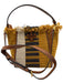 Tory Burch Yellow, White & Brown Canvas & Leather Fringe Woven Bucket Bag Yellow, White & Brown / S