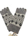 Sofia Cashmere Gray, White, Silver Cashmere Metallic Thread Crochet Knit Gloves Gray, White, Silver