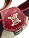 Celine Red, White, Brown Leather Lace Up Magnetic Flap Shoulder Hobo Bag Red, White, Brown / XS