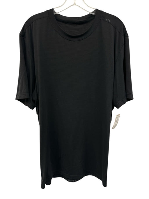 Lululemon Size Est XL Black Synthetic Striped Athletic T Shirt Short Sleeve Black / Est XL